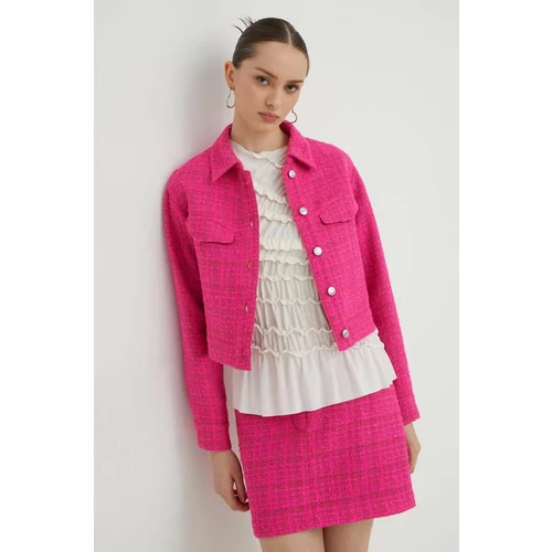 Hugo Jakna za žene, boja: ružičasta, za prijelazno razdoblje, oversize