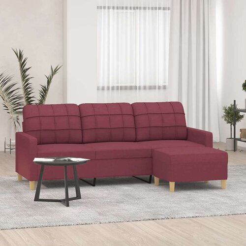  Trosjed s tabureom crvena boja vina 180 cm od tkanine Slike