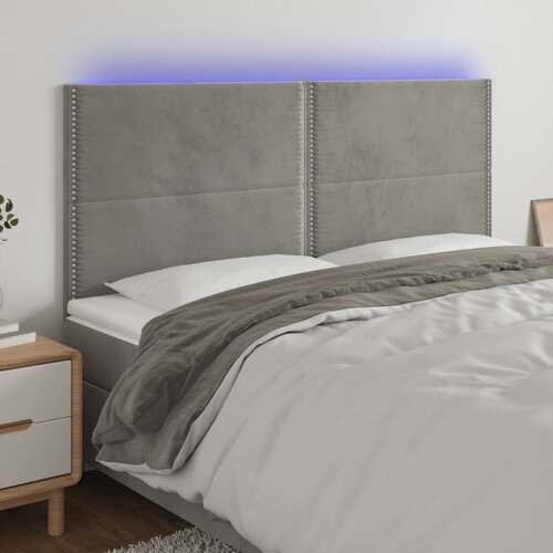 vidaXL LED posteljno vzglavje svetlo sivo 180x5x118/128 cm žamet Cene