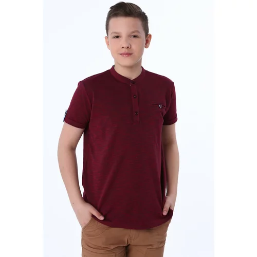 Fasardi Boy's shirt fastened with buttons, burgundy