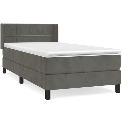 VidaXL Box spring postelja z vzmetnico temno siva 90x200 cm žamet, (20725245) Slike