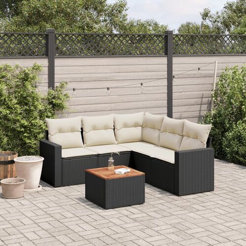 vidaXL 6-dijelni set vrtnih sofa s jastucima crni od poliratana Cijene