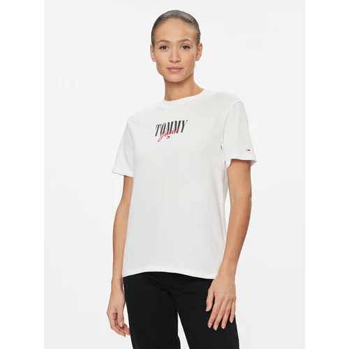 Tommy Jeans Majica Essential Logo DW0DW16441 Bela Relaxed Fit