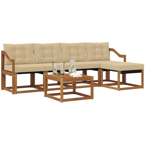 Set vanjskih sofa 6 kom. Prirodna i bež Slike