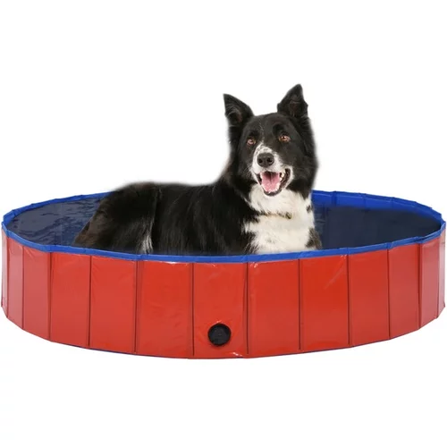 Zložljiv bazen za pse rdeč 160x30 cm PVC