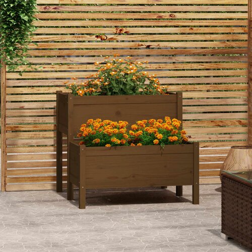 VidaXL Visoka greda medeno rjava 84,5x84x75 cm trdna borovina Slike