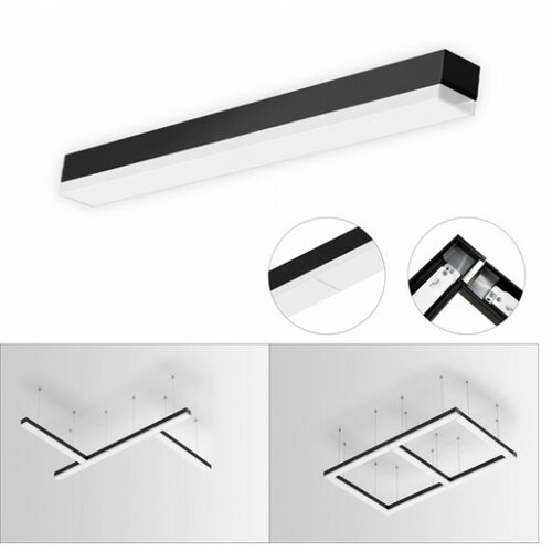 Mitea Lighting M203840-C crna 60W cct led linearna svetiljka (visilica ili nadgradna) 3000~6500K nizajuća (linkabilna) IP20 1200x50x50mm Slike