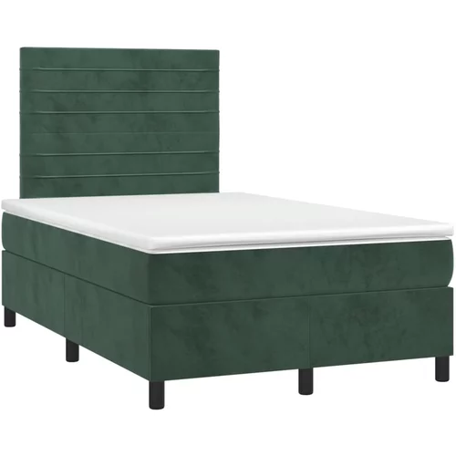 vidaXL Box spring postelja z vzmetnico temno zelen 120x190 cm žamet, (21128428)
