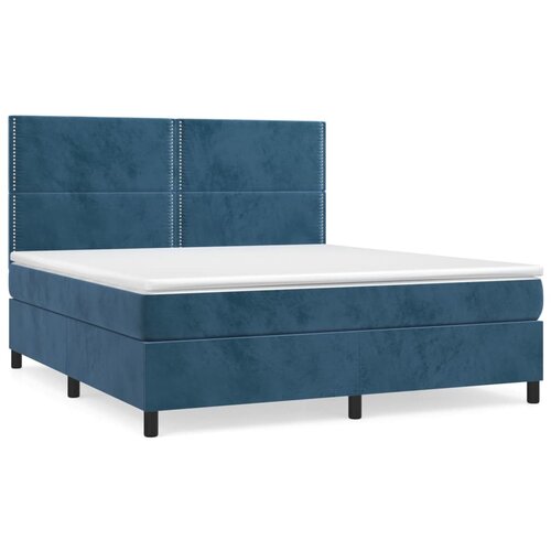 VidaXL Box spring postelja z vzmetnico temno modra 160x200 cm žamet, (20900605) Slike