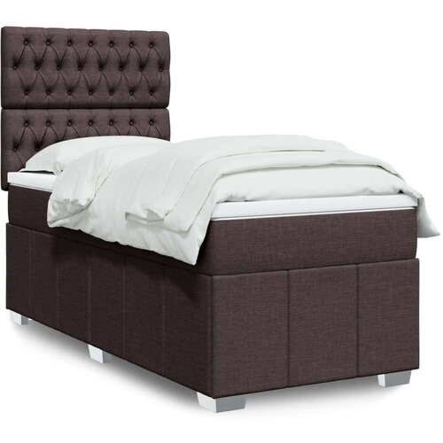  Box spring postelja z vzmetnico temno rjava 90x200 cm blago, (21292000) Cene