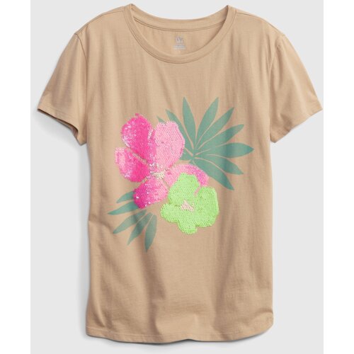 GAP Kids organic t-shirt with sequins floral - Girls Cijene