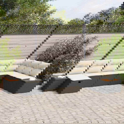 vidaXL Vrtna sedežna garnitura 8 pcs Črna 55 x 62 x 69 cm Poly ratan Cene