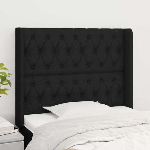  Uzglavlje s u&amp;scaron;ima crno 103x16x118/128 cm od tkanine Slike
