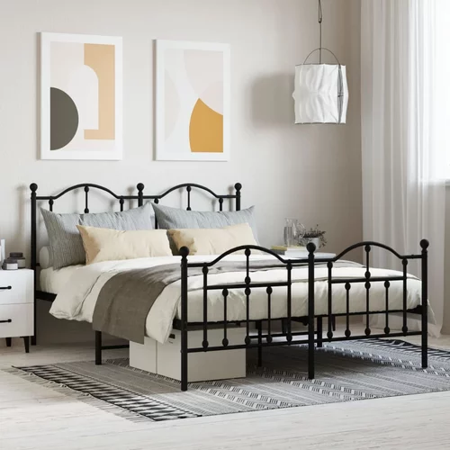 Metalni okvir kreveta uzglavlje i podnožje crni 135x190 cm