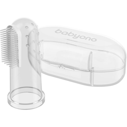 BabyOno Take Care First Toothbrush otroška zobna ščetka za na prst z etuijem Transparent 1 kos Cene