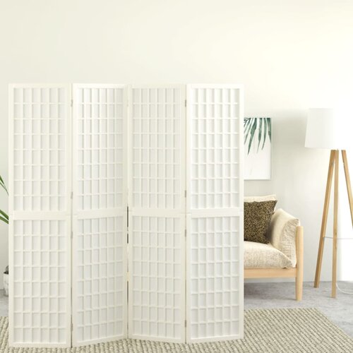 vidaXL Zložljiv 4-delni paravan japonski stil 160x170 cm bele barve Cene