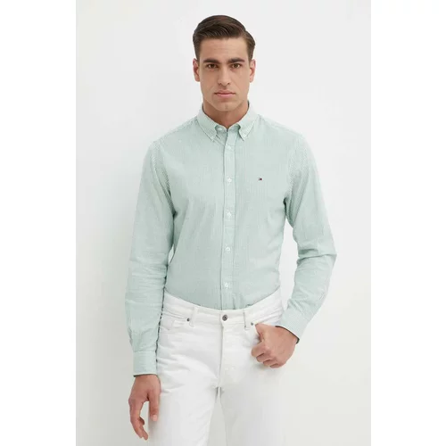 Tommy Hilfiger Košulja za muškarce, boja: zelena, regular, s button-down ovratnikom, MW0MW30935
