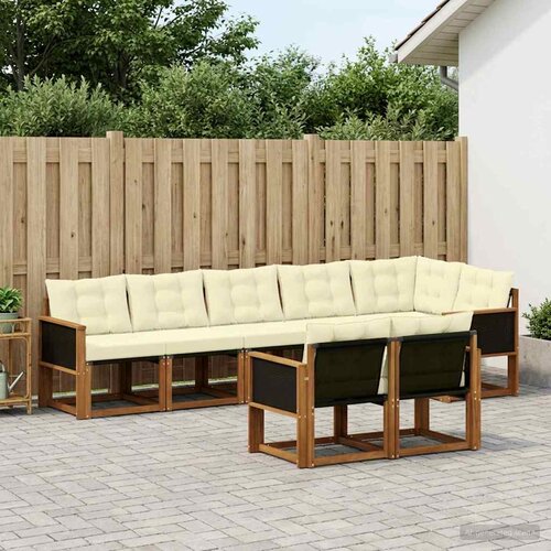 Set vanjskih sofa 8 kom. Prirodna i krem Smeđa 302 x 124,5 x 73 cm Slike