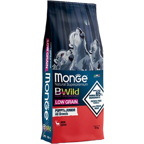 Monge bwild low grain puppy &amp;amp; junior dog deer - hrana za &amp;scaron;tence sa jelenskim mesom (2,5kg i 12kg) 12kg Slike