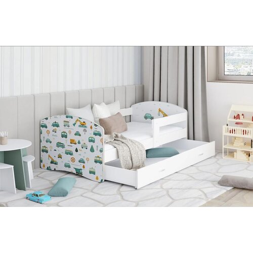  Dječji krevet LUKI DESIGN Auto s ladicom 180x80 cm, bijeli, s madracem od PE pjene 8 cm Cijene