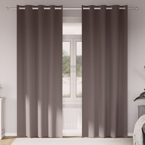 VidaXL Zavjese sa zavjesama 2 pcs Tamno smeđa 245 x 140 cm Poliester Slike