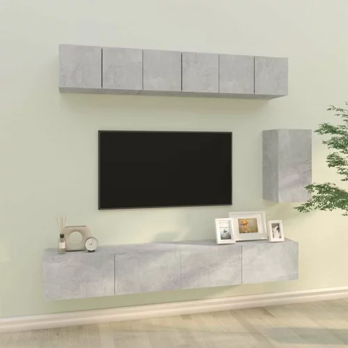  Komplet TV omaric 6-delni betonsko siv inženirski les, (20732169)