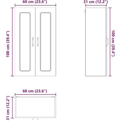 VidaXL zidni kuhinjski ormarić zidne umjetnički hrast 60 x 31 x 100 cm Slike
