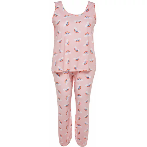 Trendyol Curve Plus Size Pajama Set - Pink - Graphic