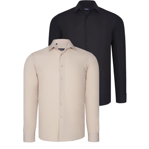 Dewberry DUAL SET G726 MENS SHIRTS-BLACK-BEIGE Cijene