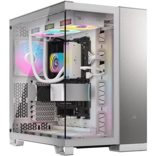 Corsair kućište 6500X mid-tower/dve komore/kaljeno staklo/bez napajanja/bela/saten sivo aluminijum Cene