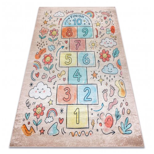 RugsX BAMBINO 61470 pralna preproga poskočnice, številke, cvetje za otroke protizdrsna - roza / modra 80x150 cm, (5000359041) Cene