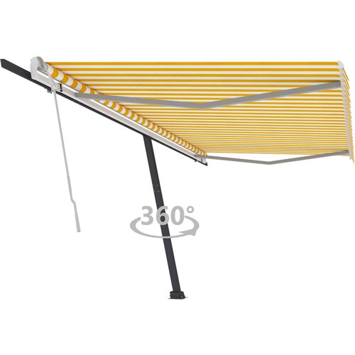 vidaXL samostojeća tenda na ručno uvlačenje 500 x 350 cm žuto-bijela Cijene
