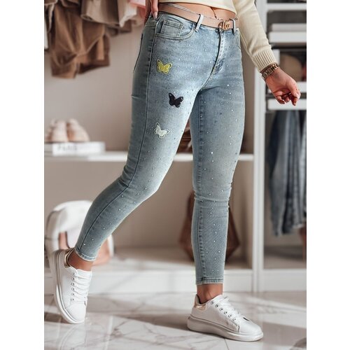 DStreet Spodnie damskie jeansowe skinny ze zdobieniem LUMITTA niebieskie Cene