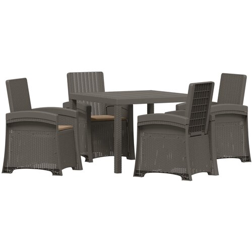  Vrtni set za objed 5 kom. Svijetlosiva i taupe PP Svjetlosiva 100 cm Slike