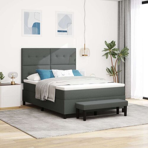 Box Postelja s &amp;scaron;katlastim vzmetenjem z žimnico in klopjo, temno siva 160x200 cm tkanina, (22082967) Slike