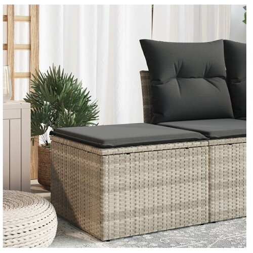 vidaXL Vrtni tabure s jastukom svijetlosivi 55x55x37 cm od poliratana Cijene