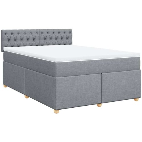 VidaXL krevet box spring s madracem svjetlosivi 140x200 cm od tkanine Slike