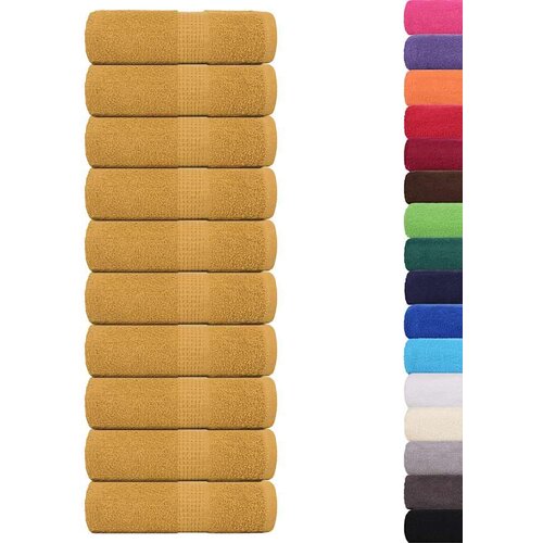 VidaXL Ručnici za pranje 10 kom zlatni 30 x 30 cm 360 gsm 100 % pamuk Slike