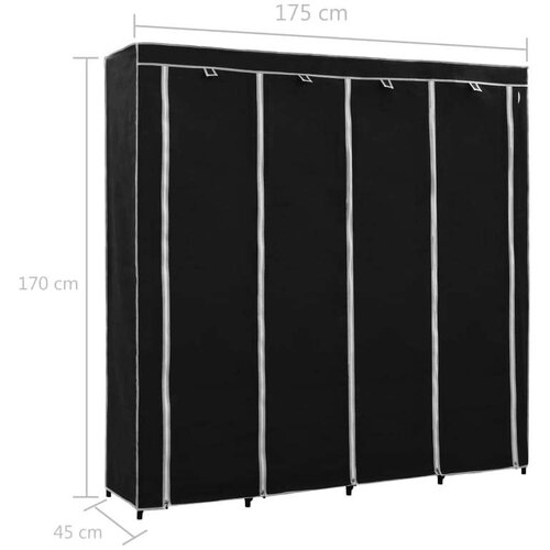  Garderobna omara s 4 predelki črna 175x45x170 cm, (20621211) Slike