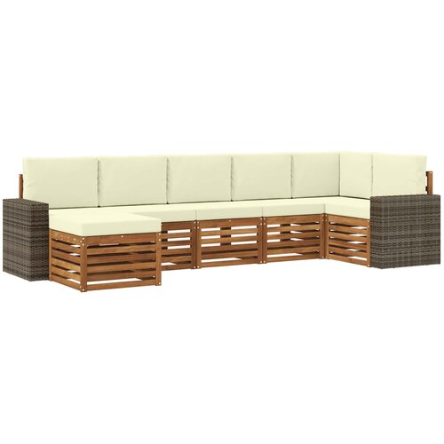 vidaXL Kotna sedežna garnitura z blazino 7 pcs Naravna in smetana, (5000283708) Cene