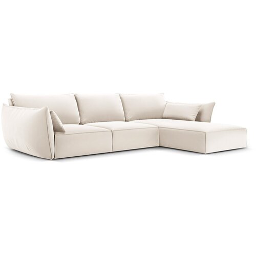 Mazzini Sofas Bež žametna kotna sedežna garnitura z ležalnikom (desni kot) Vanda &amp;ndash; Slike
