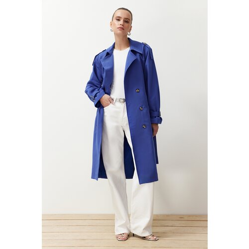 Trendyol Saks Oversize Wide Cut Belted Water Repellent Long Trench Coat Slike