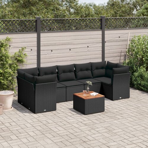 vidaXL 6-dijelni set vrtnih sofa s jastucima crni od poliratana Cijene