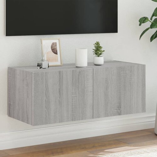  The Living Store Stenska TV omarica z LED lučkami siva sonoma 80x35x31 cm - TV Stenska Omarica, (21499030) Slike