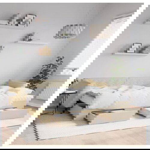 vidaXL Dnevni krevet na razvlačenje s ladicama krem 80x200 cm tkanina Cijene