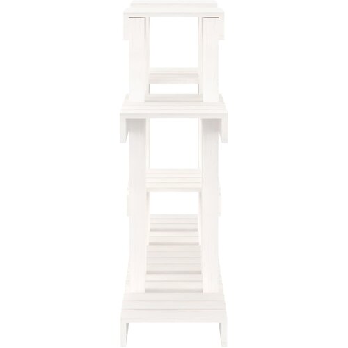  Stalak za biljke bijeli 104,5 x 25 x 77,5 cm masivna borovina Slike