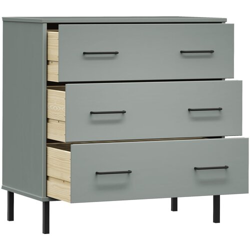  Komoda s 3 ladice siva 77 x 40 x 79,5 cm od masivnog drva OSLO Slike