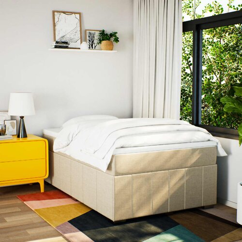  Krevet box spring s madracem krem 120 x 190 cm od tkanine Slike