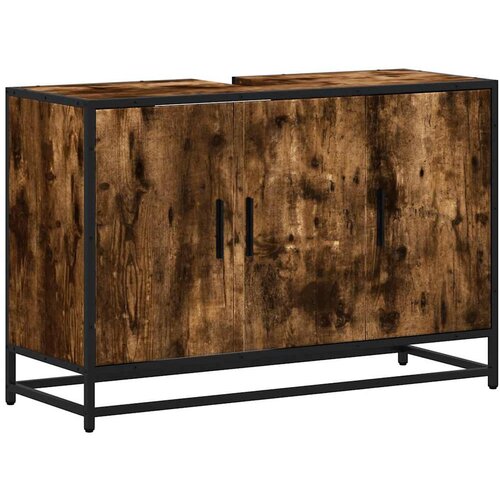 Maison Chic Kopalniška omarica za umivalnik - Umivalniška omarica dimljen hrast 90x33x60 cm inženirski les, (21758882) Cene