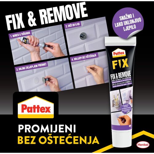 PATTEX LJEPILO VI&amp;Scaron;ENAMJENSKO TUBA 44G PATTEX FIX&amp;amp;REMOVE HENKEL 3042941 BLISTER Slike